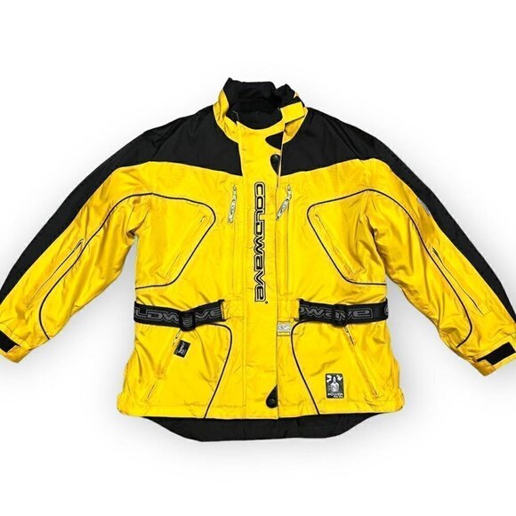 ColdWave VINTAGE 90s Retro Yellow Designer Ski Snow Parka Coat - Medium - Picture 1 of 4